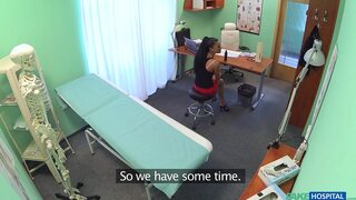 Sales Woman using a Practical Demonstration of her Erection Lube - Fake Hospital