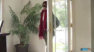 Burglar pounces on the lesbian brunette in hopes of anal fingering and face sitting