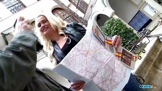 Stretching her asshole in the park always feels good as the skinny blonde milf moans