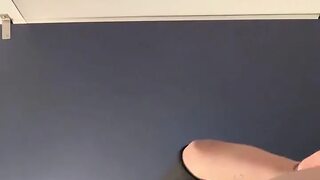 Chubby Girl Plays with Tittes in Public Restroom