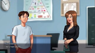 Caught Masturbating! stepsis was putting a huge dildo in her pussy - Summertime Saga 3D Animated Porn Game