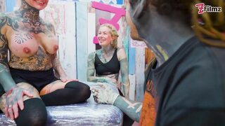 Big Dicks and Couple's Inked Group Sex Merry Gets New Ink