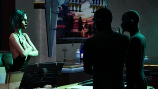 HORNY NIGHTCLUB WHORE TRY THREESOME WITH TWO GUYS