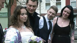 Horny brunette gets banged on her wedding