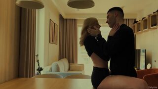 Beautiful blonde with big boobs fucks her lover 