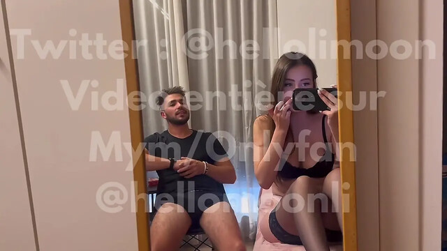 Petite French student gives sloppy blowjob to big cock