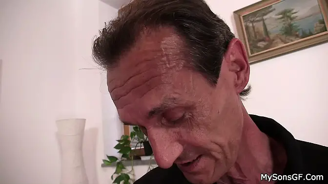 18-year-old blonde rides old man's cock