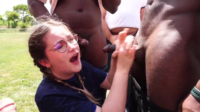 25 men gangbang bukkake feast