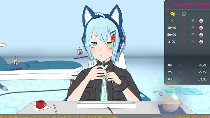 AI babe strokes herself while getting chat messages