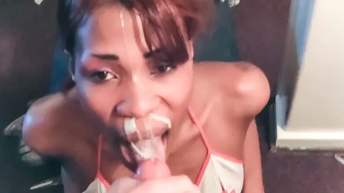 Alluring Black Lady Skank Mommy Gets Warm Cums On By Large Schlong!