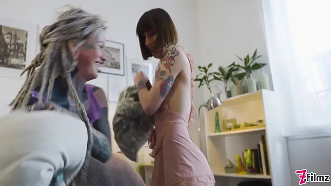 Alternative Girl Satisfying Her Lesbian Friend with Toy and Anal Gape