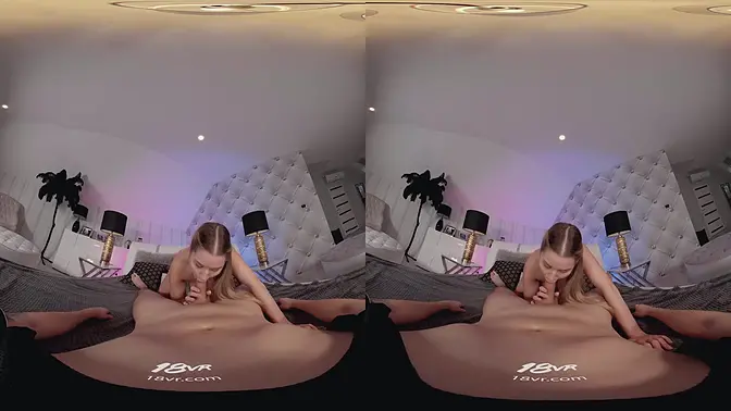 Amalia Davis deep throats and rides cock in 3D VR POV