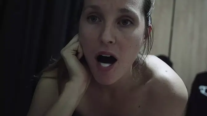 Amateur babe sucks huge cock and gets a mouthful of cum