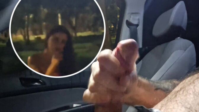 Amateur brunette girl gets caught masturbating in a bus stop 