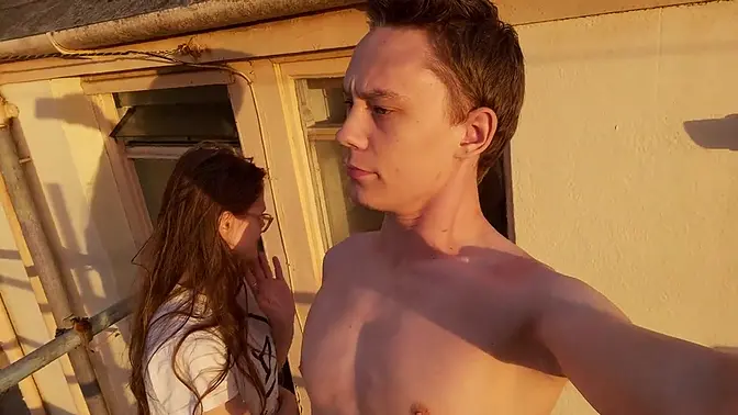 Amateur couple wakes up to sunrise in public