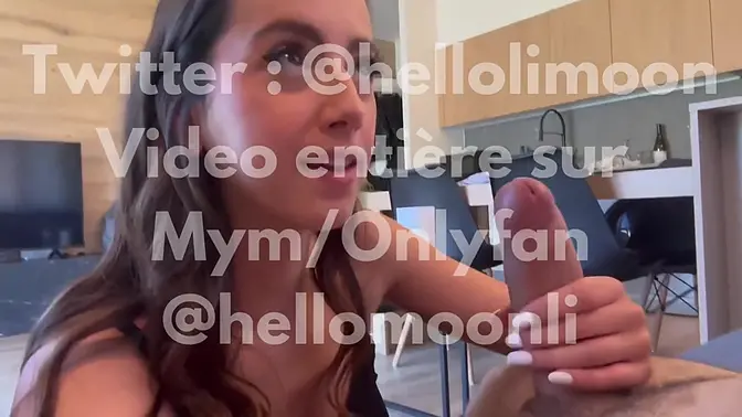 Amateur French student sucks cock and gives handjob