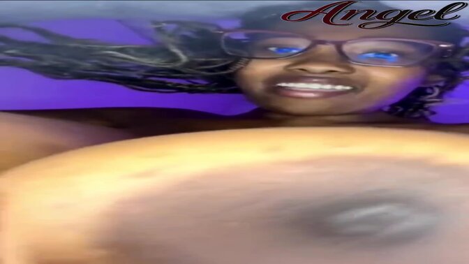 Amateur girlfriend with big natural tits shows them off and plays with her