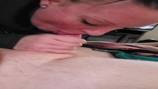 Amateur guy with a big cock enjoys a sloppy blowjob from a hot and horny