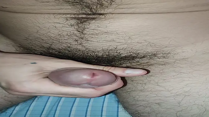 Amateur Italian man jacks off with big cock, messy cum on roommate's bed