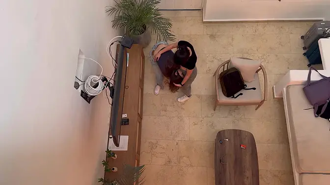 Amateur lesbians caught in horny POV massage