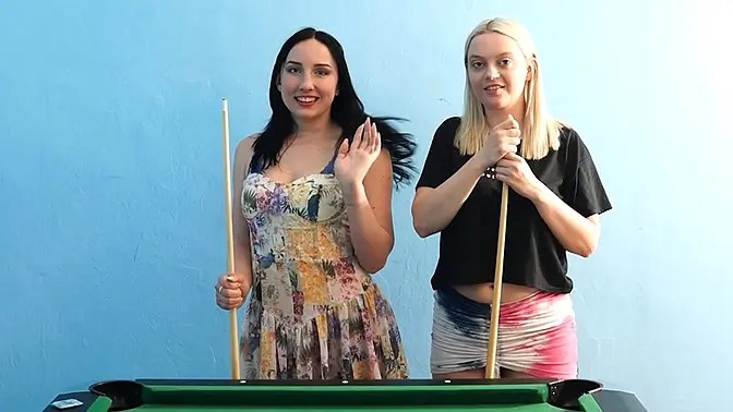 Amateur lesbos lose strip billiards game