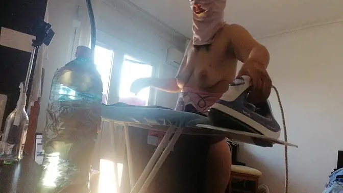 Amateur MILF wife teases in lingerie and masturbates