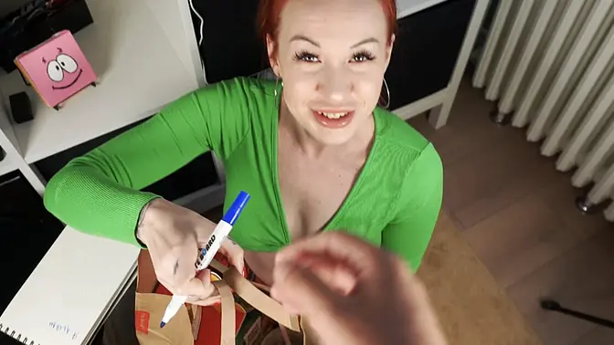 Amateur redhead wife eats cum as the best sauce for chips and nuggets