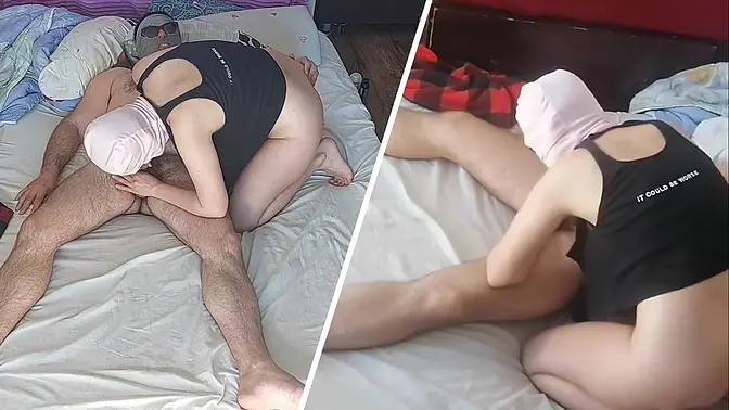 Amateur wife with hairy pussy and big ass gives hot blowjob