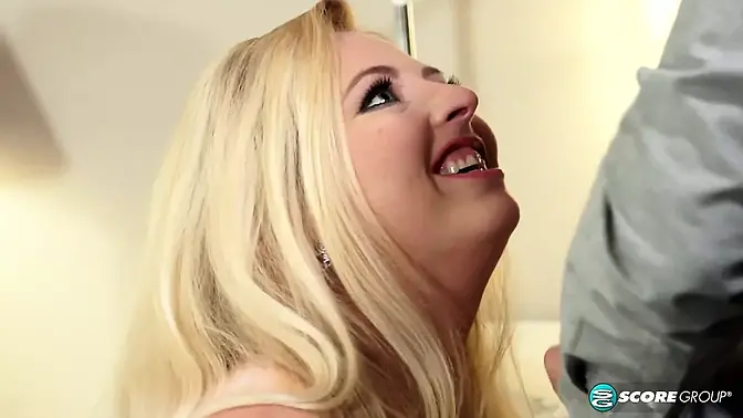 Angel Sweets' big tits get fucked and gagged in bedroom