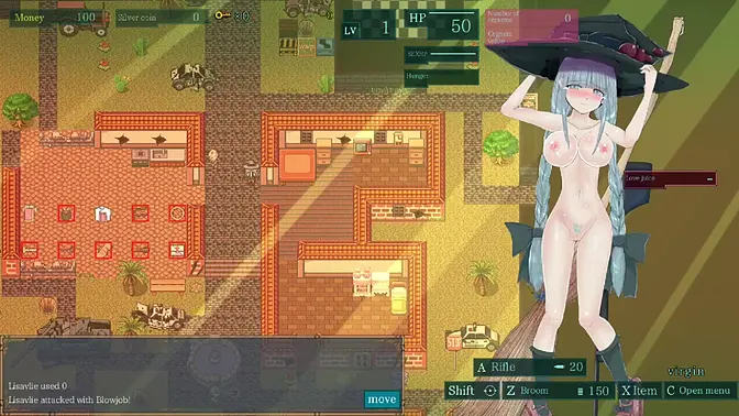 Animated witch gives hot sex in dungeon RPG game