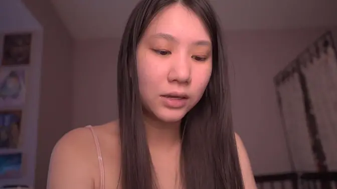 Asian cutie plays with her boyfriend in ASMR roleplay