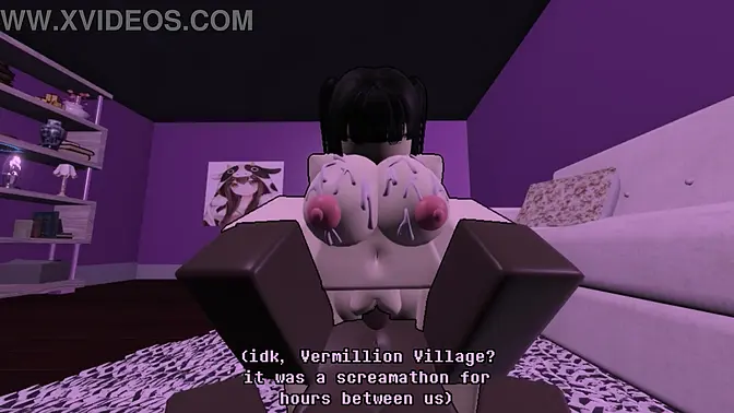 Asian domina rides black cock in animated Roblox parody