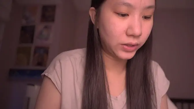 Asian girl reads to uncut men, teases with ASMR
