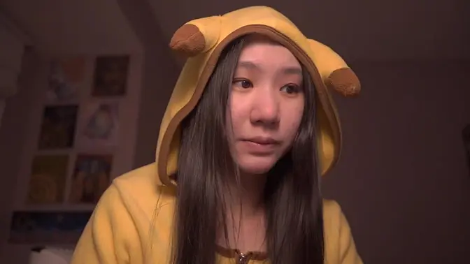 Asian girl with boyfriends and rock-hard friend in cosplay