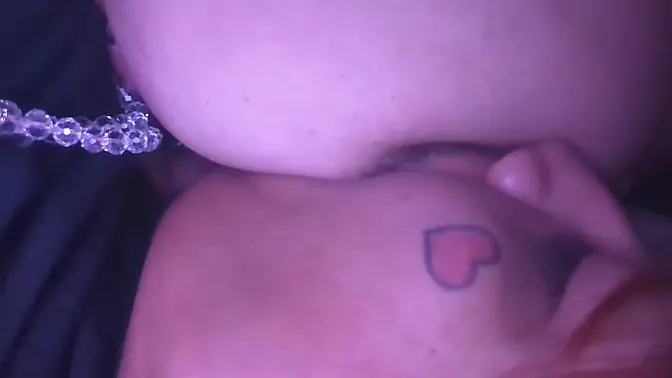 Asian man slurps on Puerto Rican Latina's big natural boobs
