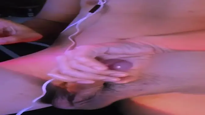 Asian man wanks hard and cums all over himself