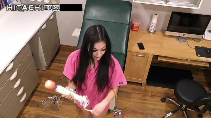 Asian nurse Blaire Celeste gets a real orgasm with magic wand