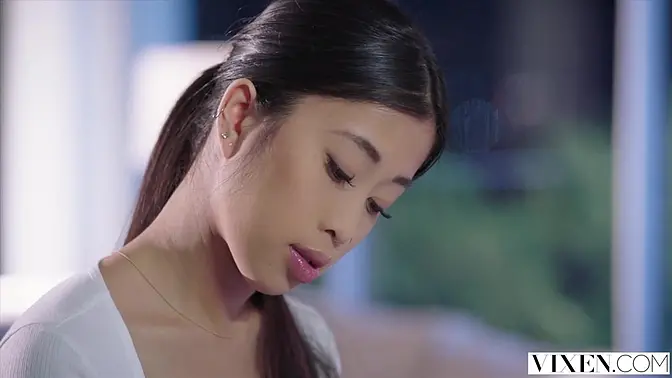 Asian student gives horny doggy blowjob to neighbor