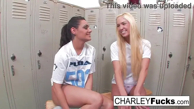 Babe gives double BJ and shows off big tits