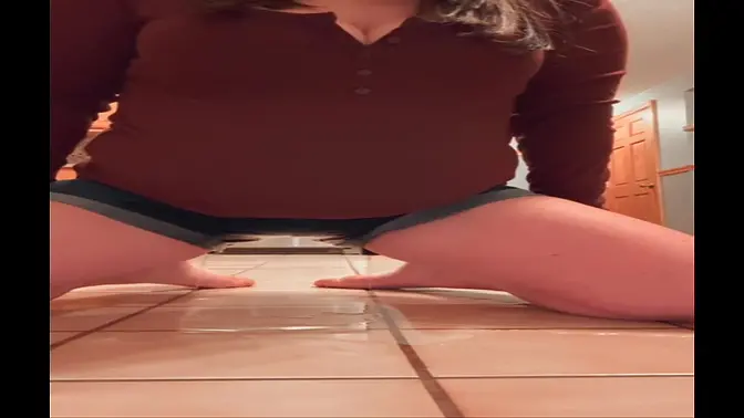 Bbw girl wets herself repeatedly in the same shorts