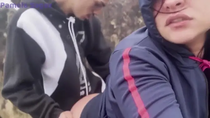 Beachside brunette with big booty gets a tasty blowjob and doggystyle pounding