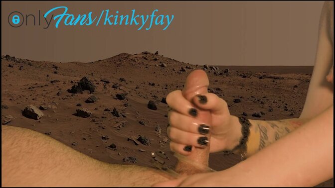 Beautiful and cute Goth Girl dominates her friends' cock with a hand