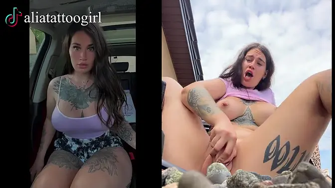 beauty cums solo with a dildo on the beach