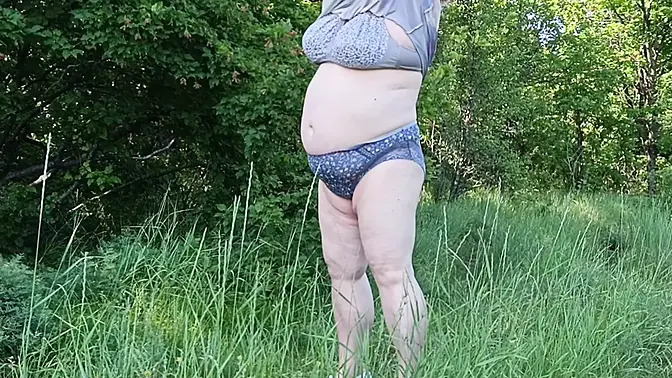 Big Ass Mom Stages Public Masturbation and Piss Session