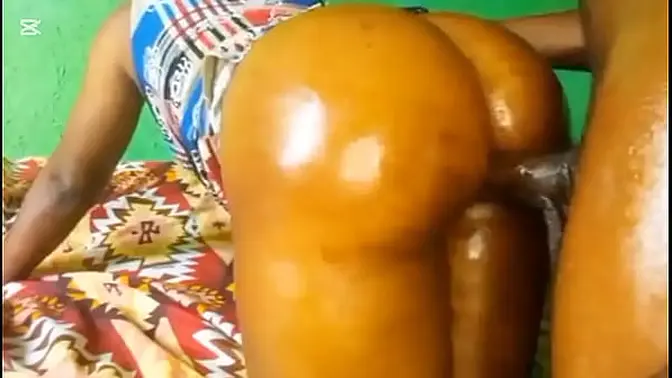 Big black cock invades curvy BBW's ass in doggy style