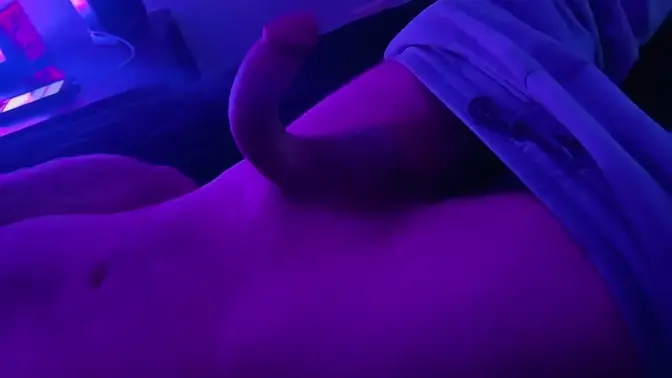 Big cock teased through gray sweatpants