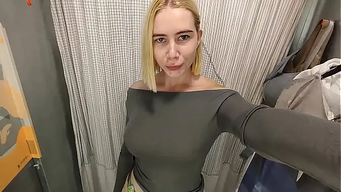 Big-Titted Blonde in Naughty Outfit Gets Caught on Hidden Camera