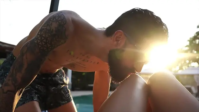 Big-titted bombshell and curvy babe get wild at adult resort