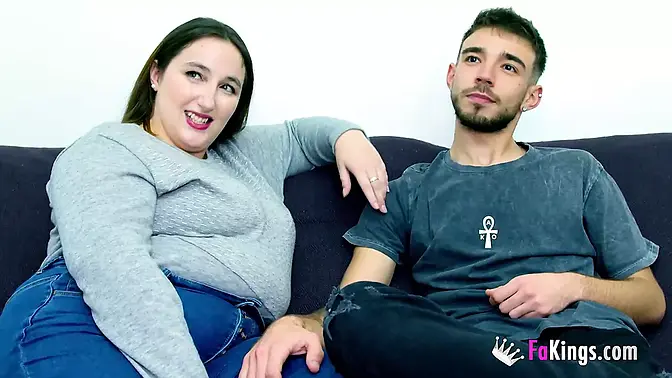 Big-titted brunette takes big cock deep