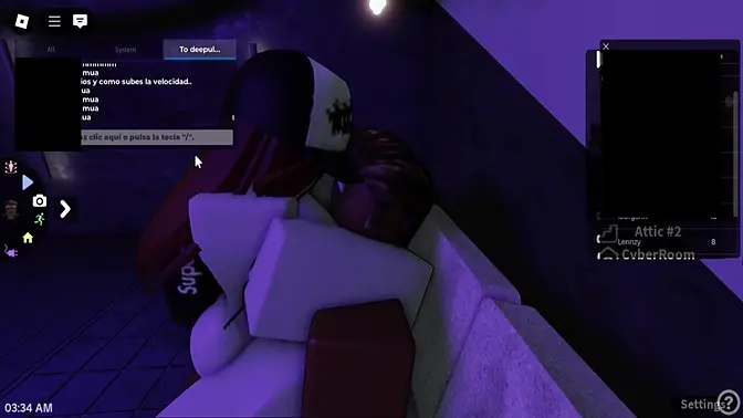 Big-titted girl rides black stud with massive cock in Roblox condo